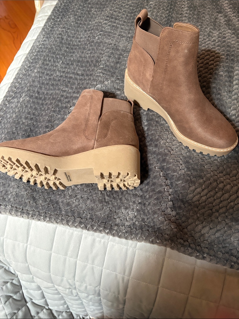 DV by Dolce Vita Brown Suede Chelsea Lug Ankle Boots